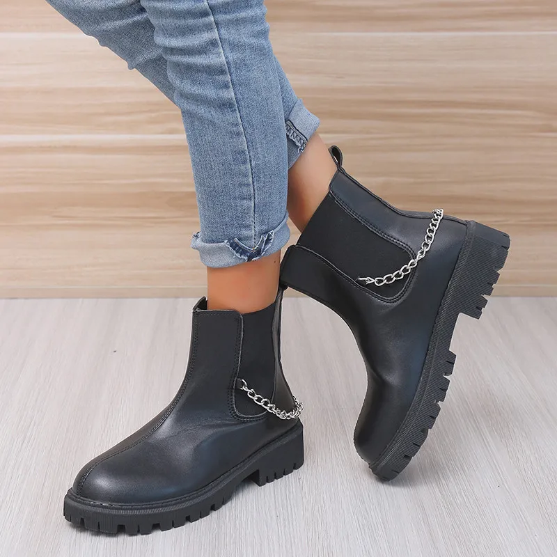 

New Boots Ladies 2021 Shoes Chelsea Luxury Designer Round Head Lolita Ladies Fall Rock Elegant Rubber Fashion