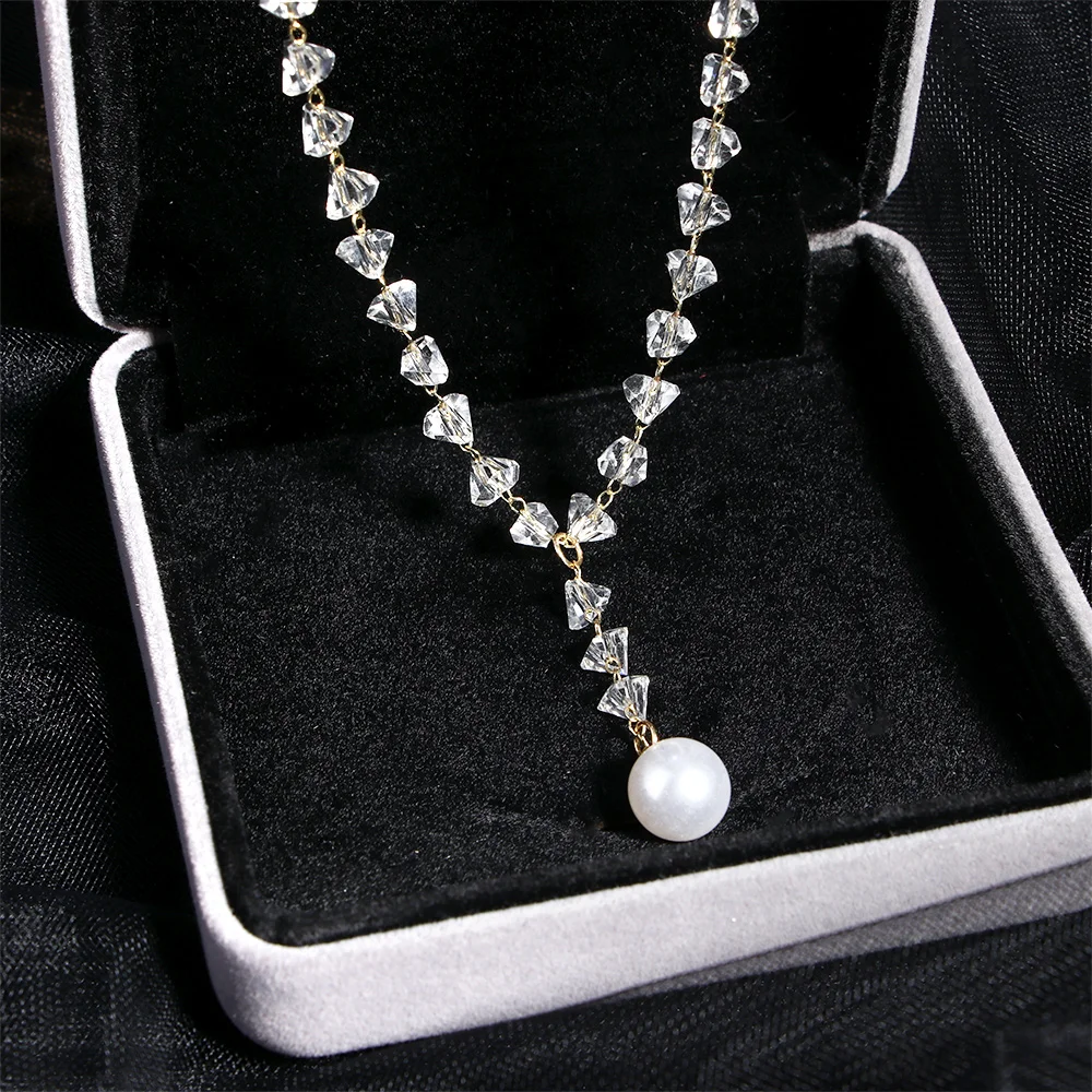 Модные ювелирные изделия класса люкс белый кристалл ожерелье элегантное белое