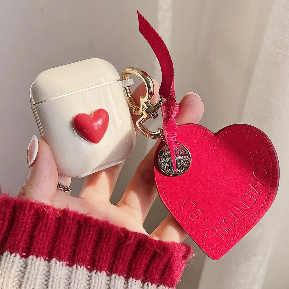 Чехол для наушников AirPods 3 2 винтажный силиконовый чехол с красным сердцем ключей