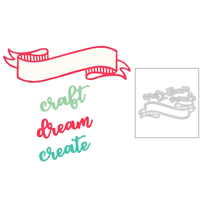 

2020 New Word Create Dream Craft and Banner Label Metal Cutting Dies For DIY Scrapbooking Greeting Card Paper Making no stamps