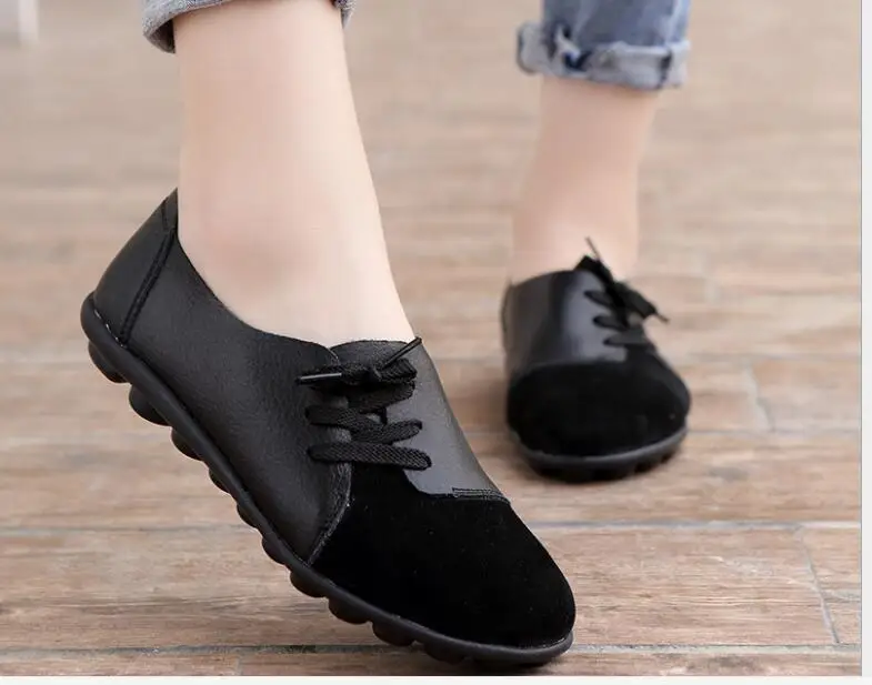 Туфли оксфорды Женские однотонные кожа плоская подошва на шнуровке повседневные