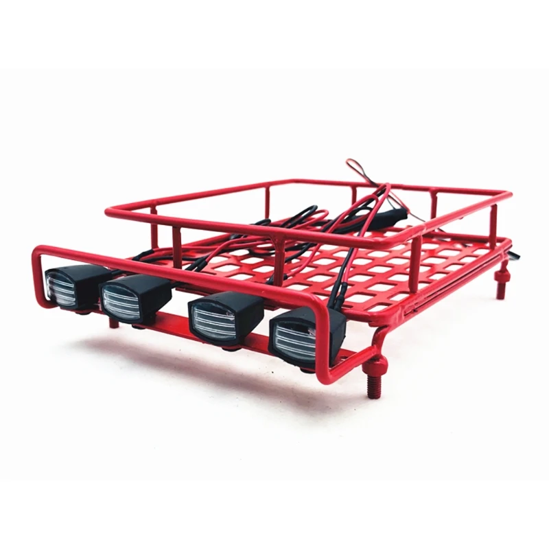 

Metal Roof Luggage Rack Set with LED Light for 1:10 1:8 1:9 RC Car Crawler AXYA
