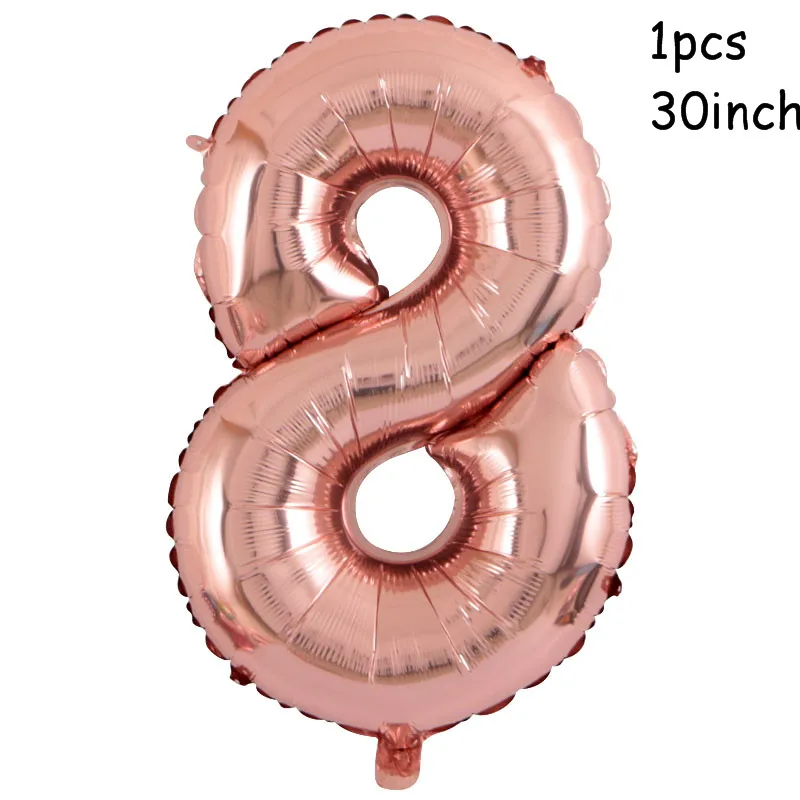 30 inch number 8 10 шт./лот, 18 дюймов, розовое золото, сердце, фольга, шары, свадьба, день рождения, вечеринка, декор для детского душа, принадлежности, подарки на день Святого Валентина - Цвет: 30 inch number 8