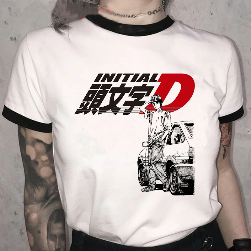 Футболка Initial D для мужчин и женщин милые летние топы популярные Мультяшные