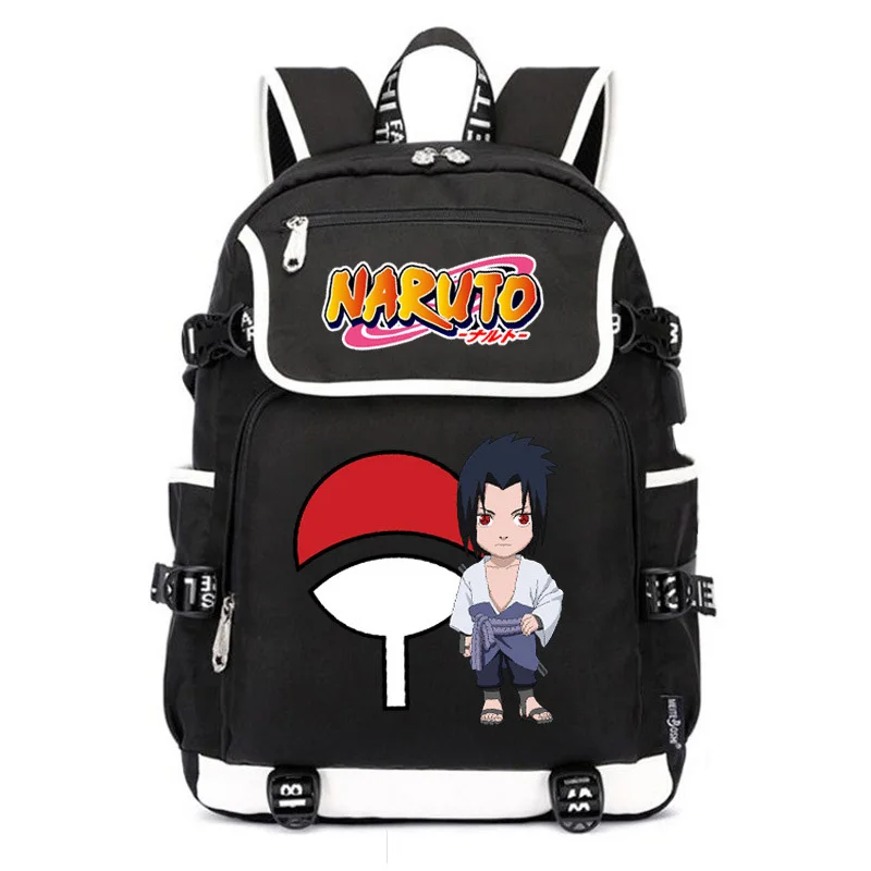 Наруто школьные сумки аниме Bookbag Uchiha Sasuke косплей женский рюкзак Usb зарядка Рюкзак для ноутбука Оксфорд большой дорожный рюкзак