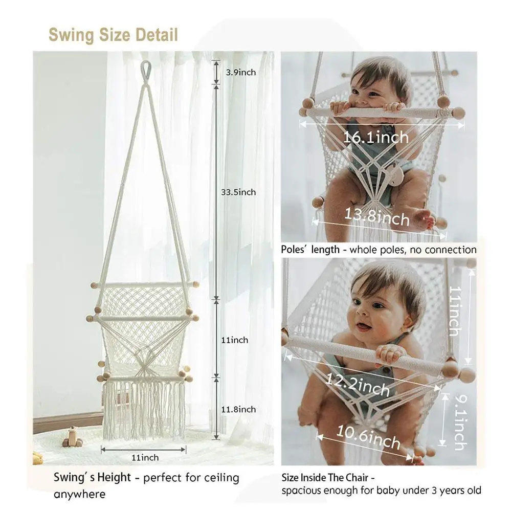 

Baby Hanging Swing Seat Hammock Chair For Infant Toddler Home Decoration Bearing 130kg
