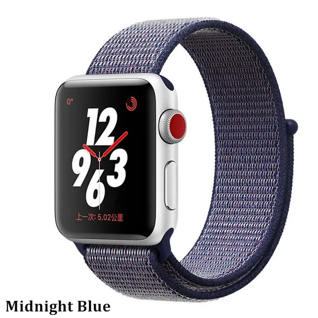 Последняя нейлоновый ремешок für apple watch группа 4 44 мм/40 мм, correa apple watch 3 42 мм/38 мм iwatch серии 4/3/2 bunte stecker чехол для телефона на руку - Цвет ремешка: Midnight blue