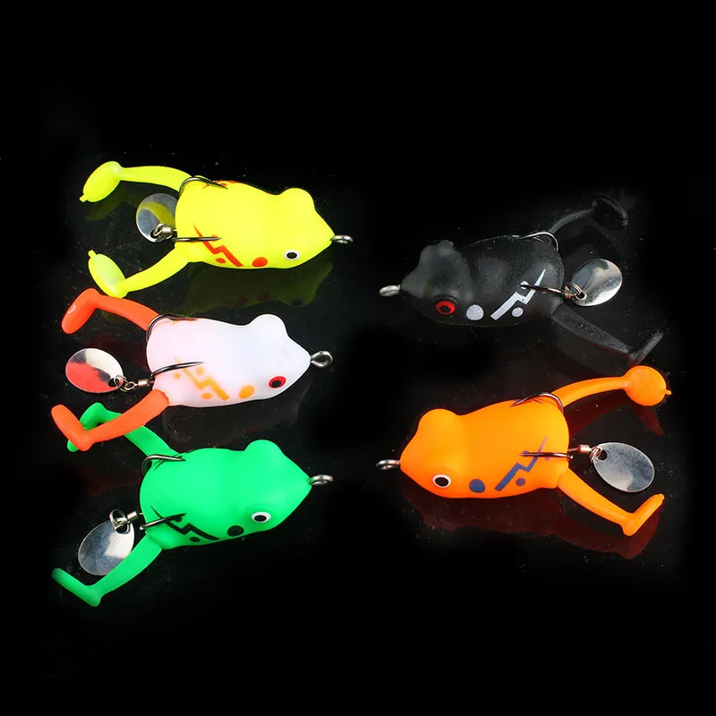 

Silicone Wobblers Frog Fishing Lures Softbait Double Propeller Jigging Frog Lure Jig Artificial Bait Topwater Soft Fish Lure