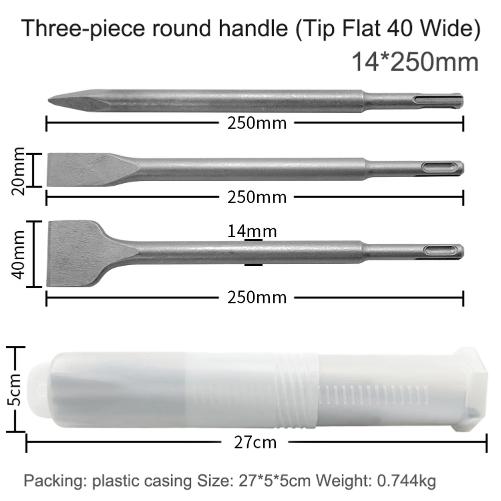 3 шт. электрический молоток долото с круглой ручкой остроконечное плоское