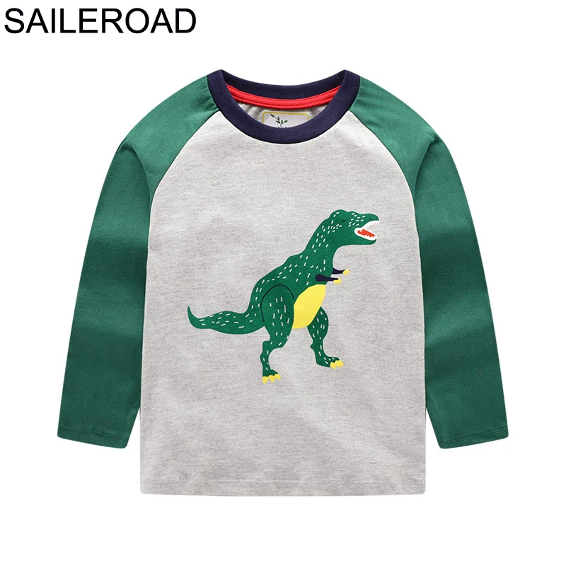 7191 same picture SAILEROAD Динозавр Мальчики Футболка с длинным рукавом на 2-8 лет Хлопок Дети Дети Дети Топы Футболки Футболки Осень-Весна - Цвет: 7191 same picture