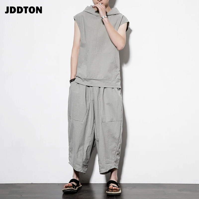 JDDTON новый мужской Весенний костюм без рукавов однотонная льняная верхняя одежда