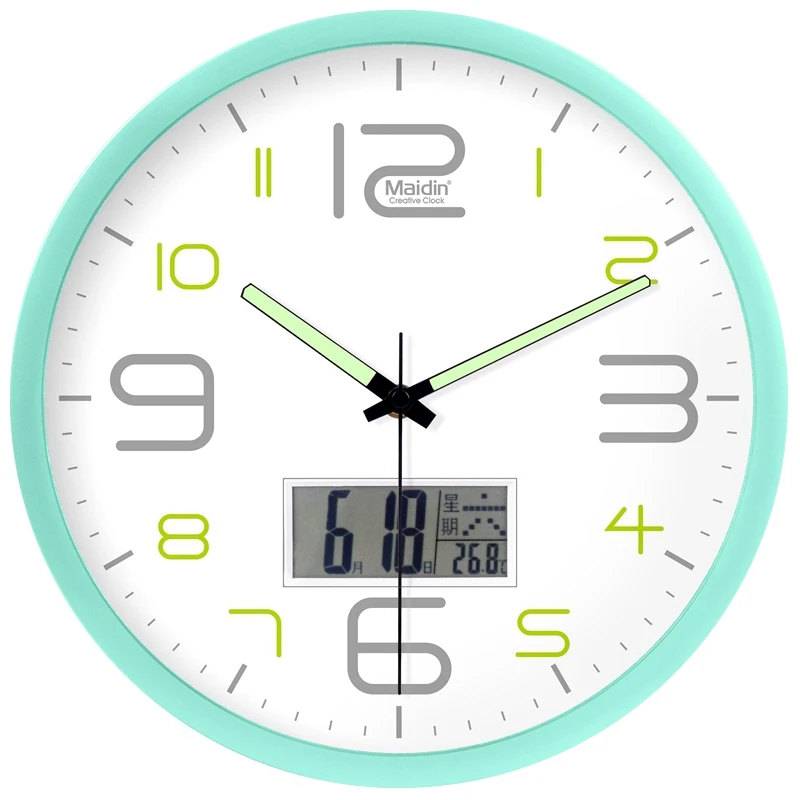 Настенные часы с зеленым светодиодом современные маленькие для гостиной