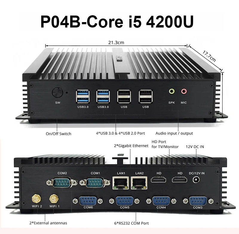P04B-Core i5 4200U Intel Core i5 8250u четырехъядерный процессор minipc dual nuc i7 5500U Windows 10 Linux промышленный компьютер COM HDMI VGA j1900 тонкий клиент - Цвет: P04B-Core i5 4200U