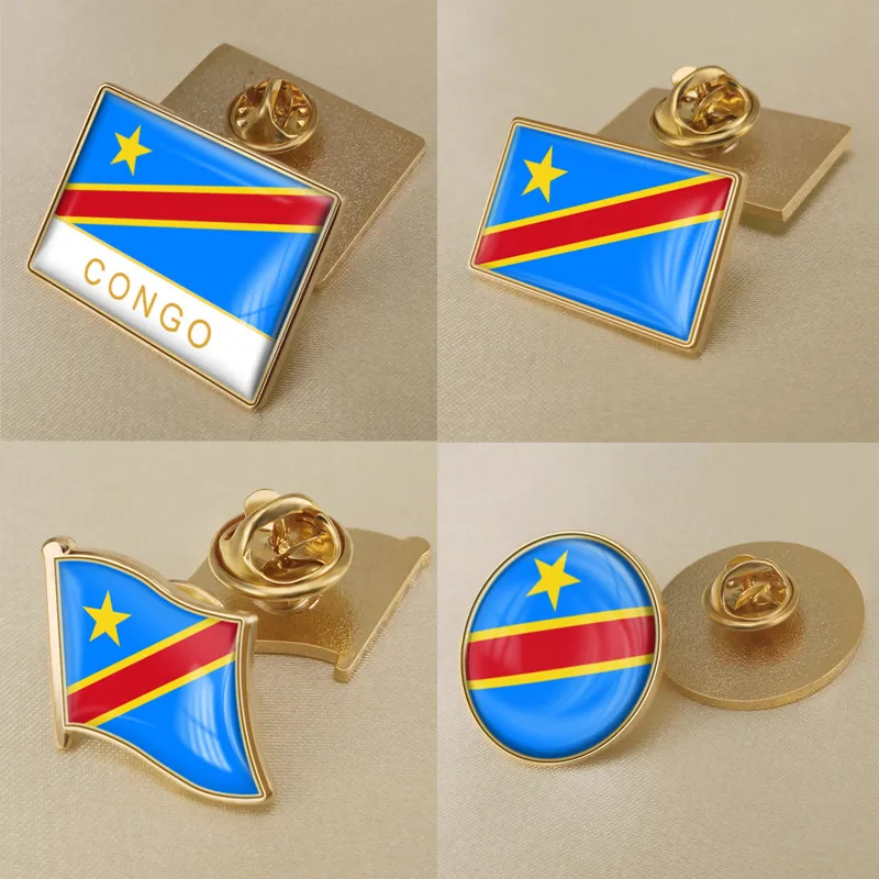 

Coat of Arms of Democratic Republic of the Congo Map Flag National Emblem Brooch Badges Lapel Pins