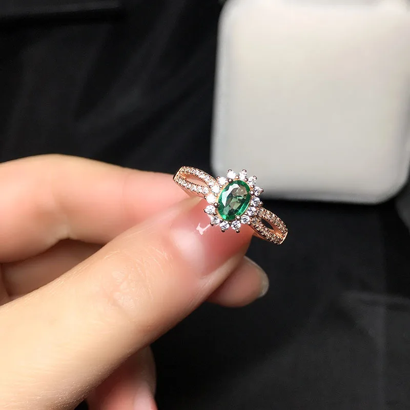 

Women's Rings 925 Sterling Silver Jewelry Ring With Oval Cut AAAAA Emerald Green Olive Zircon Ring Wedding Gifts UUNICO