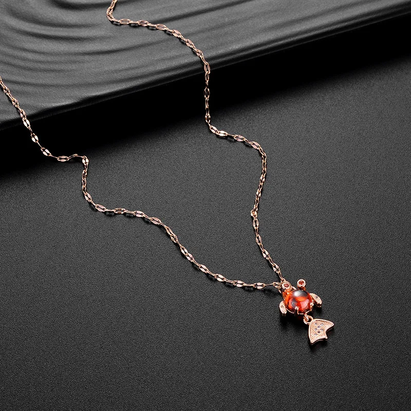 

Goldfish Stainless Steel Necklace Clavicle Chain Rose Gold Japanese and Korean Jewelry Women's Jewelry Women's Necklace