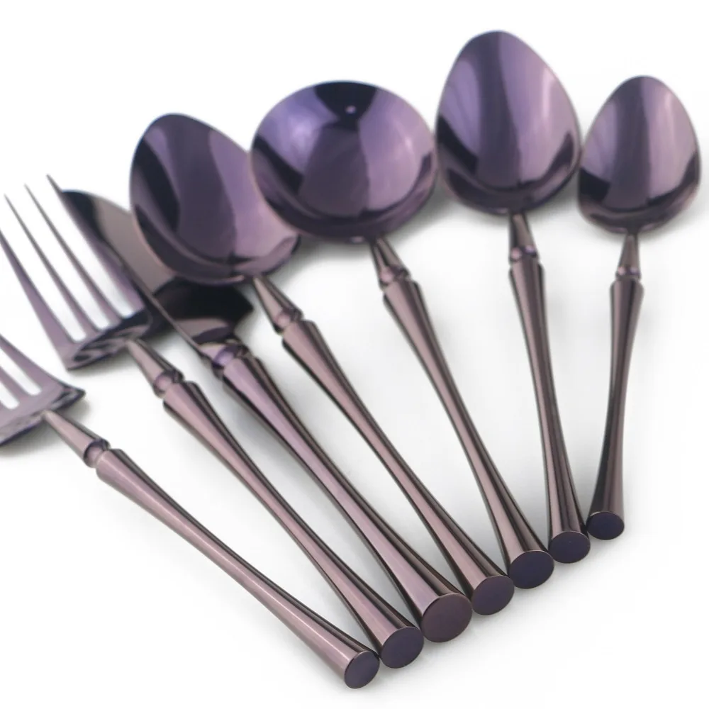 Фиолетовая высококачественная металлическая столовая посуда 304 столовые