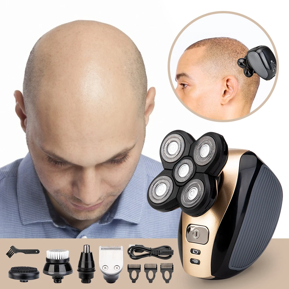 

5-in-1 Electric Shaver Razor for Men Hair Trimmer Grooming Rotary Cordless Hair Clippers Beard Nose Ear Razor Clipper Face Care
