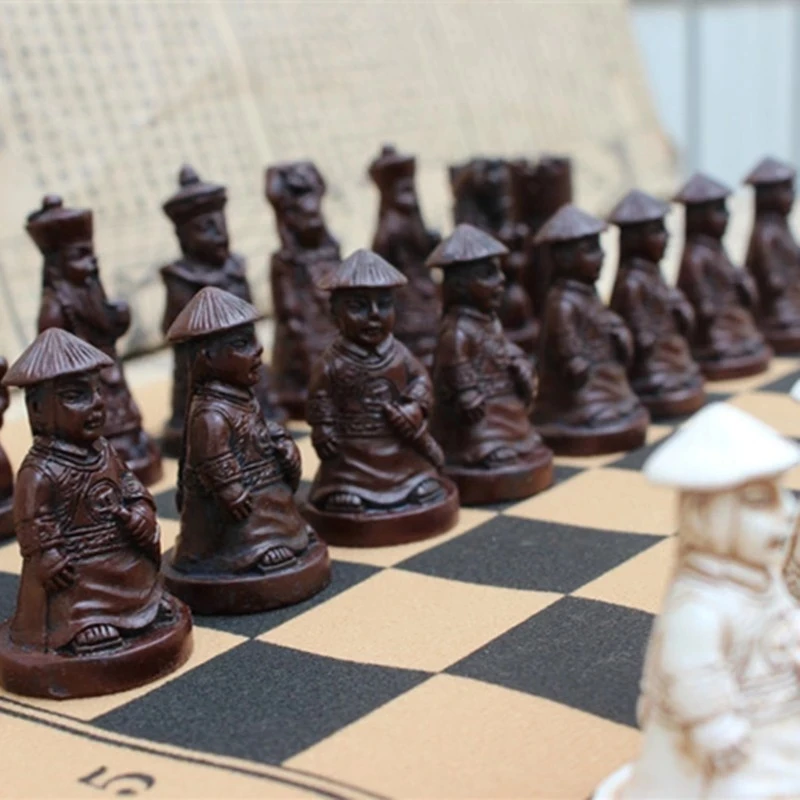 

Antique Chess Medium Chess Piece Chess Board Resin Lifelike Pieces Characters Cartoon Entertainment Gifts Children Party Game