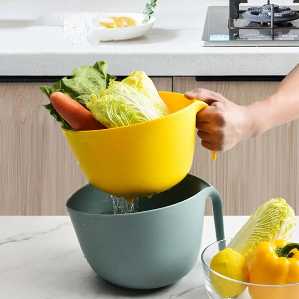 

1Pc Fruit Vegetable Washing Basket Double-Layer Washing Colander Basket