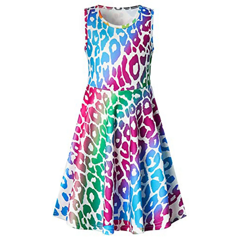 

Girls sleeveless dress children print spinning cosplay party mermaid princess casual dress Halloween