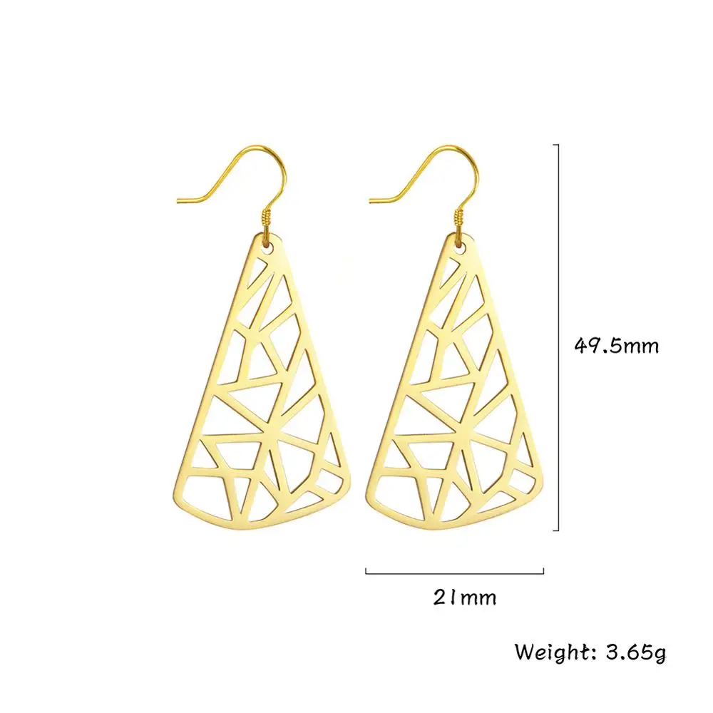 Треугольник свисающие серьги для женщин девочек из нержавеющей стали болтаться