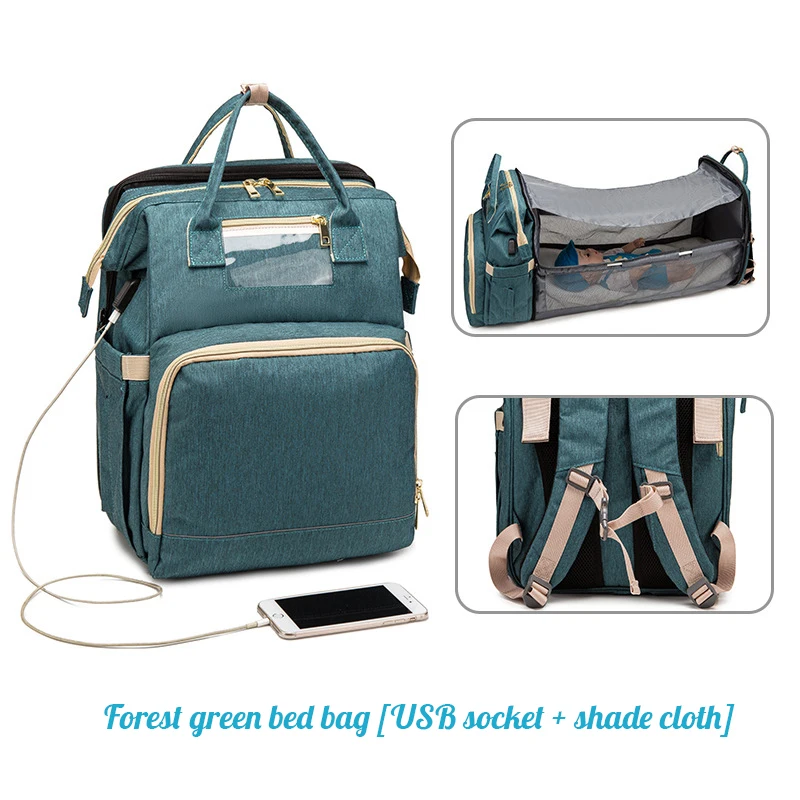 

New Mummy Bag Fold Able Baby Bed Large Capacity Multi Functional Portable Shoulder Diaper Bag