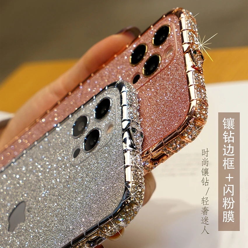 

Snake head rhinestone bumper flashing film for iPhone 13 12 11 Pro Max mini XS MAX XR X 6S 7 8 Plus diamond metal phone frame
