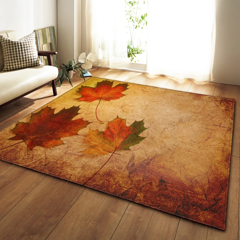 

Fashion Home Carpet 3D Maple Leaf Pattern Living Room Area Rug Soft Anti-slip Bedroom Bedside Mat Balcony Rug