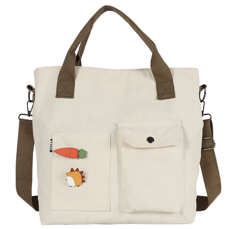 

New Handbag Women Solid Color Totes Bag Girl Leisure Canvas Shoulder Messenger Bag Student School Bag Shopping Top-handle Bags