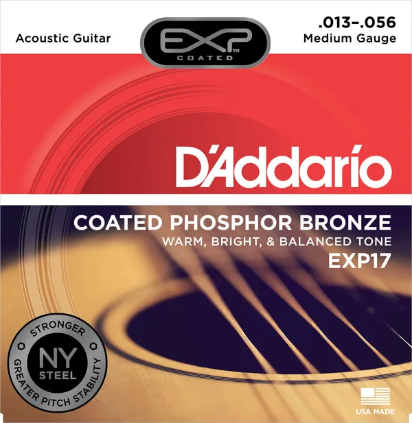 Акустические гитарные струны D'addario EXP с покрытием из фосфорной бронзы круглой