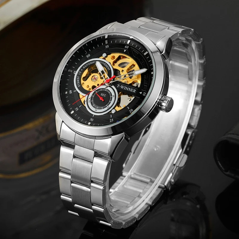 WINNER Мужские механические часы с золотым скелетом Модные мужские автоматические