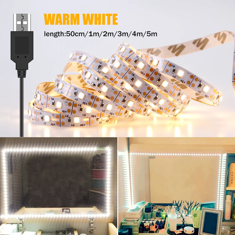 

Makeup Mirror LED Vanity Light Strip Bathroom Bulb Dressing Table Cosmetic Wall Lamp Led Night Lighting For Bedroom Decorative