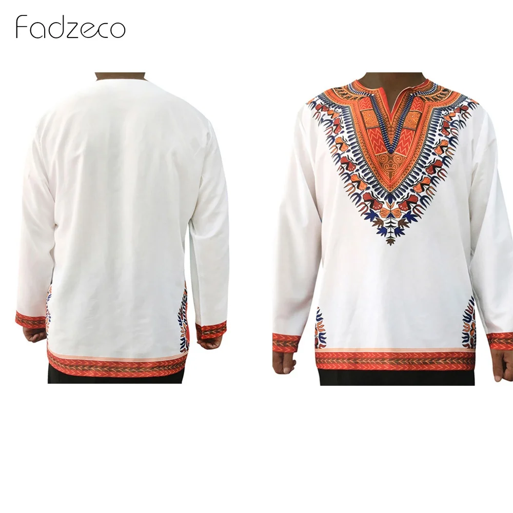 Fadzeco рубашка в африканском стиле для мужчин с v образным вырезом и длинными
