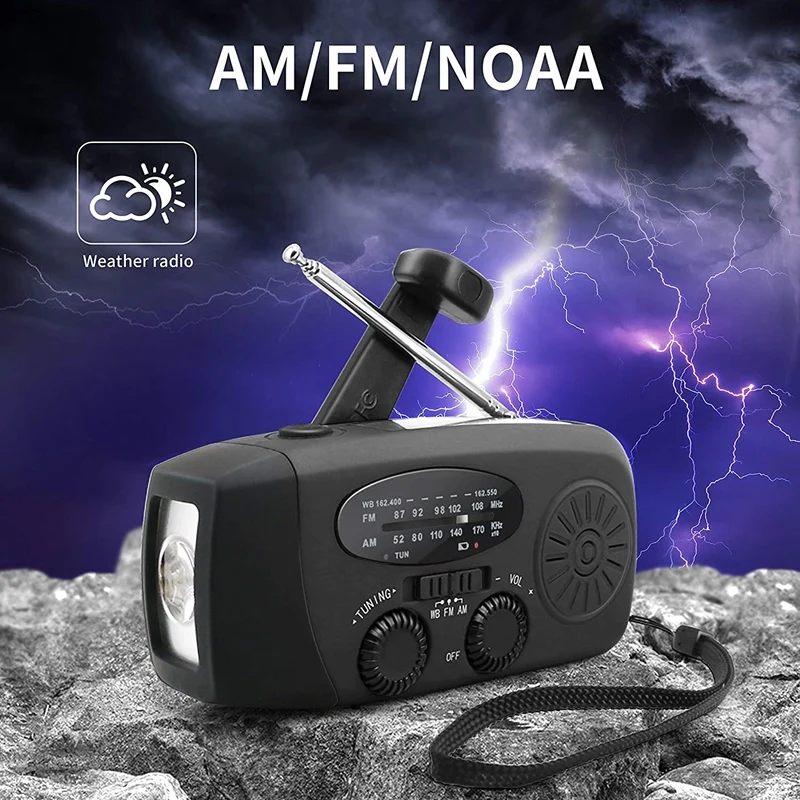 Аварийное солнечное ручное радио портативный автономный AM/FM/NOAA погода