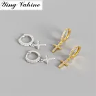 Женские серьги-гвоздики с подвеской-крестом из серебра 100% пробы с сияющими цирконами ying Vahine, 925 пробы