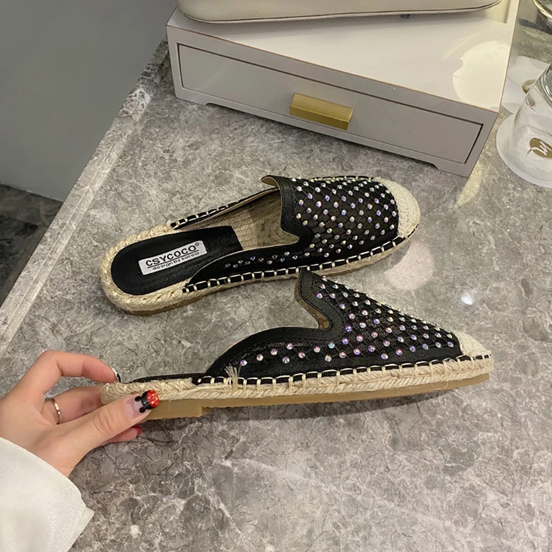Сетчатые эспадрильи Женская обувь на плоской подошве из пеньки Женские весенние