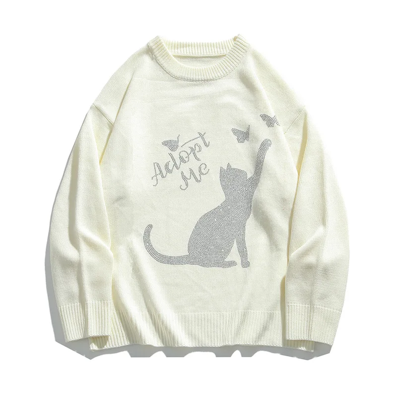 

Henry Street Fashion cartoon hot drill couple T-shirt round neck autumn winter long sleeve casual men's and women's sweater