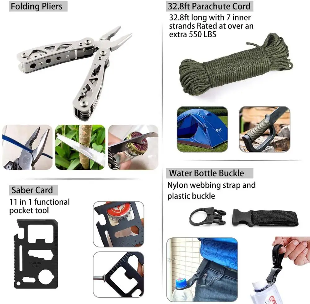 Harga EDC Survival Kit Gear Alat Kit 47 Di 1 SOS Darurat Alat Kelangsungan Hidup Selimut Darurat Pena Taktis Senter Tang Kawat Melihat