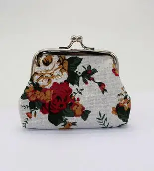 10pcs/lot korean style woman casual print wallet lady Elegant roses canvas Mini coin purses female hasp fashion wallet