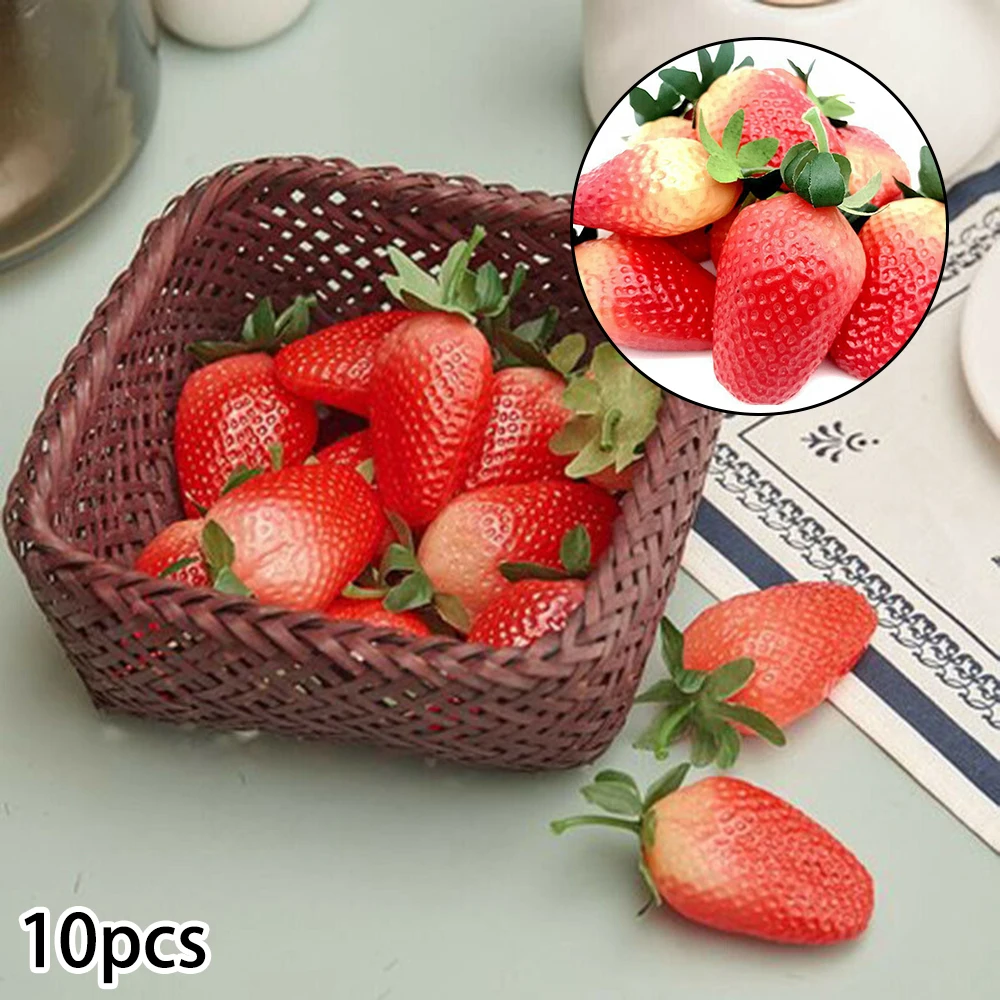 

10 шт. похожая на настоящую красный Пластик искусственный Strawberrries для домашней вечеринки на день рождения украшения свадебные Обручение Юби...