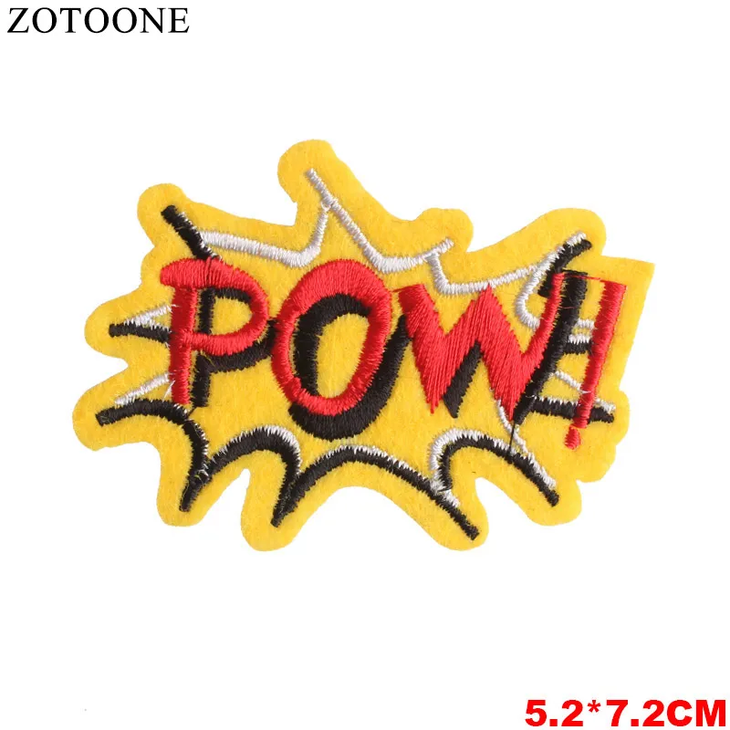 Нашивки ZOTOONE с надписью для детей нашивка вышивкой Wow Pow шитья наклейки аппликаций