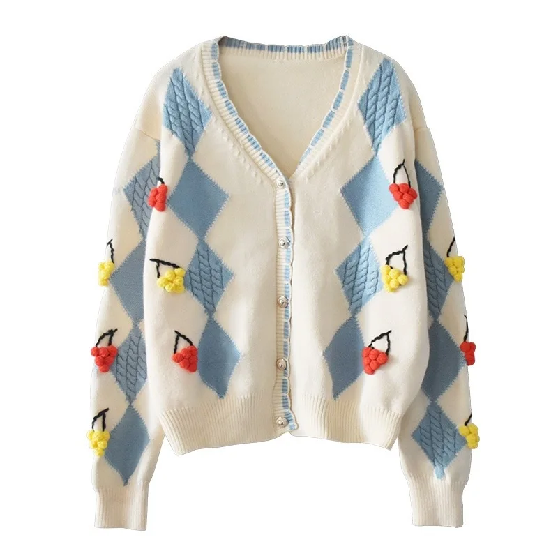 

кардиган женский Женский свитер со стразами, повседневный теплый кардиган в Корейском стиле, Осень-зима