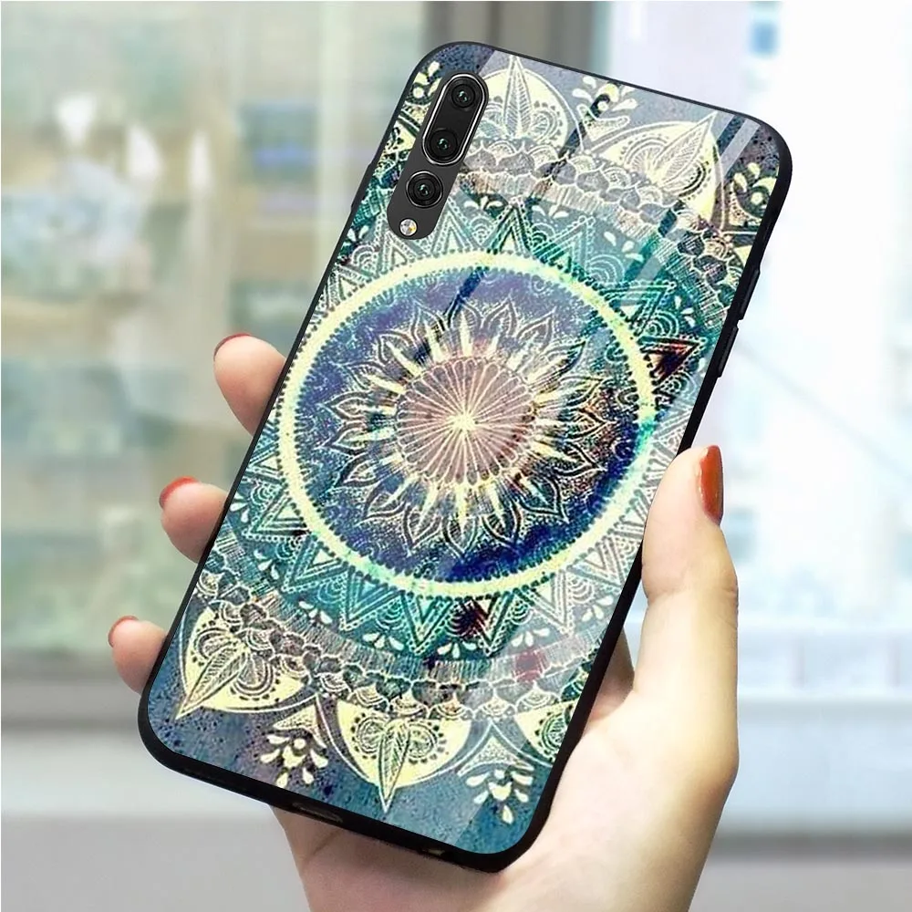 Сапфировое Нефритовое витражное стекло мандалы чехол для телефона huawei Honor 10 Lite чехол 9 7A P10 P20 P30 PRO P Smart mate 20 Lite стекло