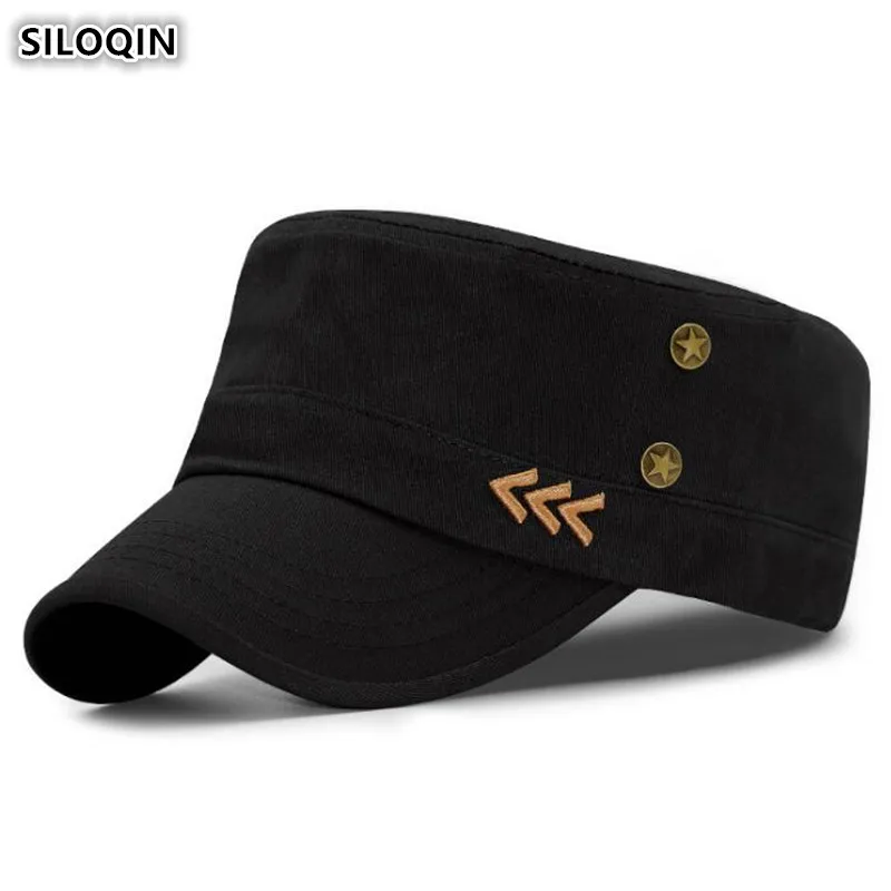 

Кепка SILOQIN Мужская в стиле милитари, хлопок, плоская кепка, регулируемый размер, модная брендовая шапка, цвет морской волны, весна-лето 2020