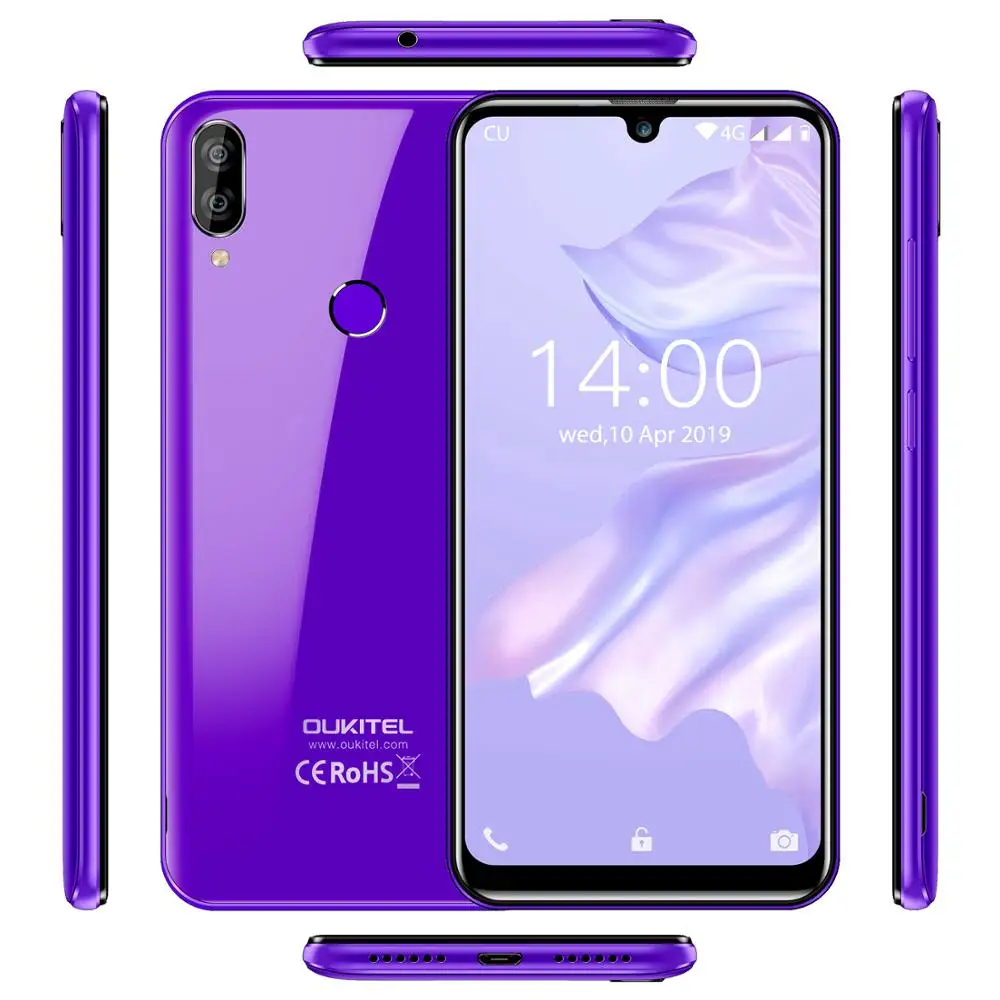Смартфон OUKITEL C16 Pro, 3 ГБ, 32 ГБ, четырехъядерный процессор MTK6761P, 5,71 дюймов, экран в виде капли воды, 19:9, отпечаток пальца, LTE, 2600 мАч, мобильный телефон для распознавания лица