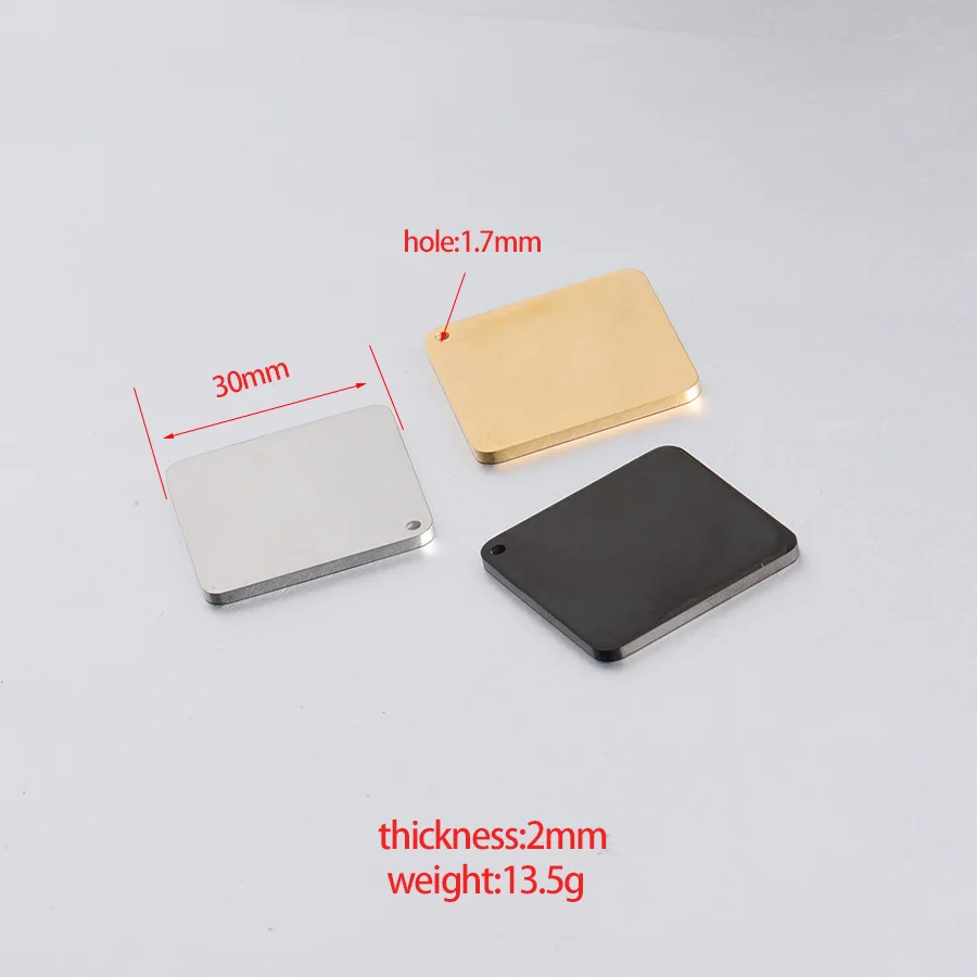 

30mm Stainless Steel Blank Square Tag Pendant Steel/Gold/Rosegold Square Metal Charm Personalize Mirror Polished Wholesale 10pcs