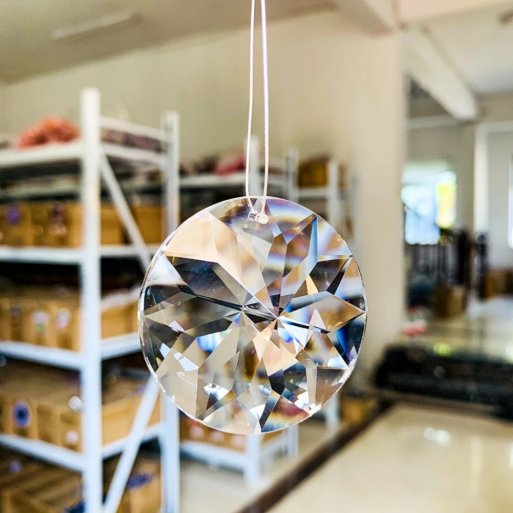 45mm Round Clear Crystal Prisms Flower Suncatcher Pendants Hanging for Chandelier Parts DIY Home Wedding Decor Accessories | Освещение