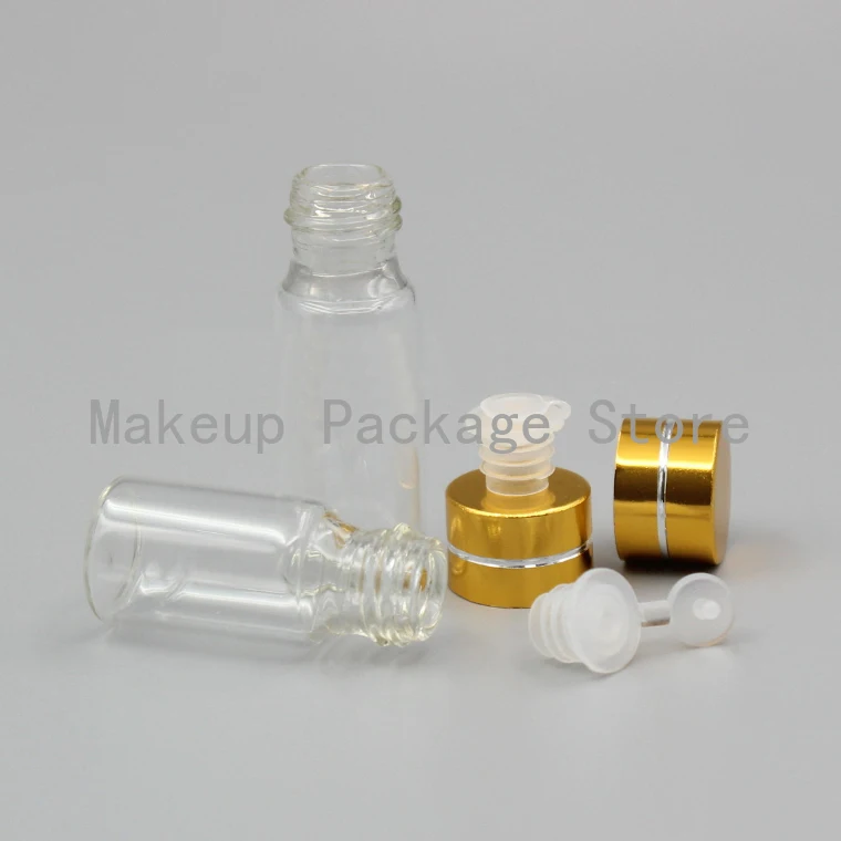 

50/100/200pcs/lot 1/2/3/5/10ml Perfume Essential Oil Bottles clear Glass tube Bottle gold cap stopper plug For Cosmetic