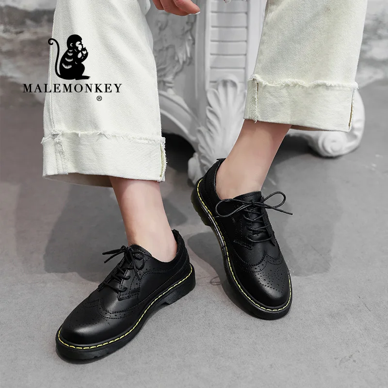 

Leather Oxford Shoes Women Flat Shoes 2021 Spring Autumn Female Ballet Derby Shoes Ladies Loafers Handmade Platform Shoes Black